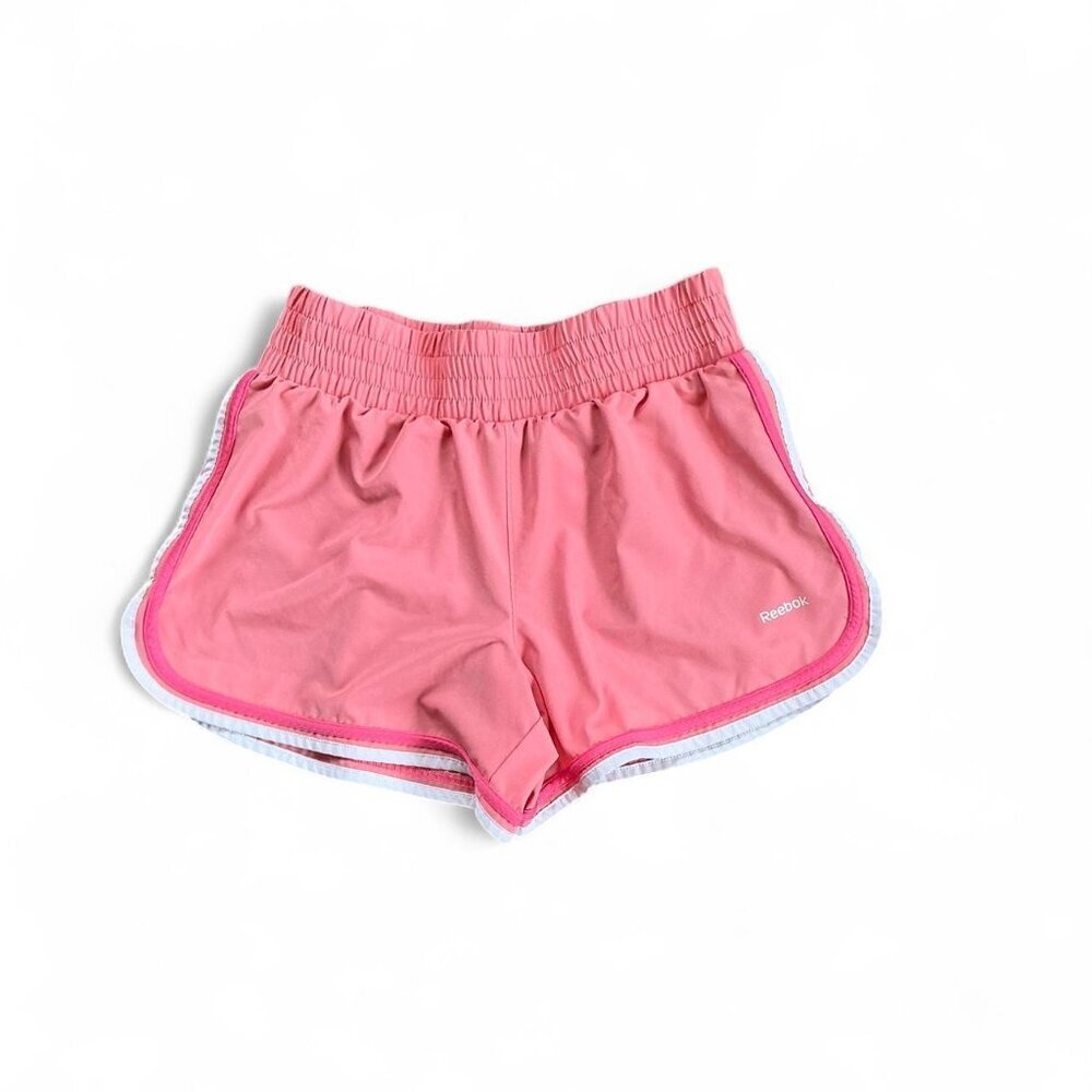 Reebok‎ Women's Pink Shorts Size Medium Athletic Running Side Stripe White Trim